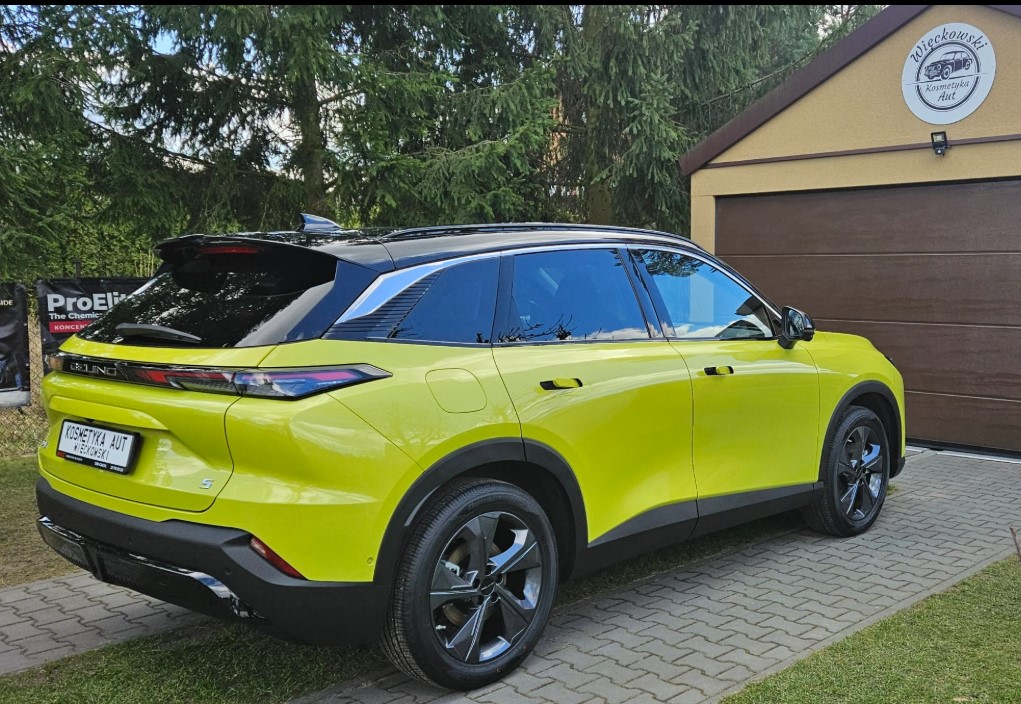 Zielony SUV po detailingu — widok z tyłu